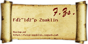 Fülöp Zsaklin névjegykártya