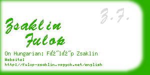 zsaklin fulop business card